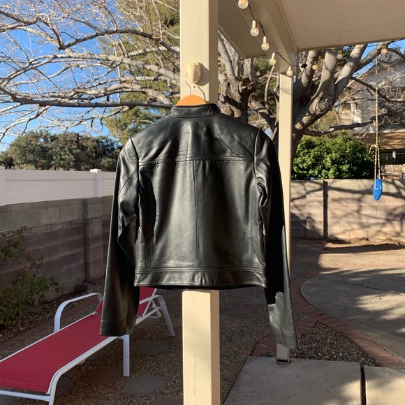 NWT Michael Kors black genuine leather moto jacket size XS - Picture 2 of 14